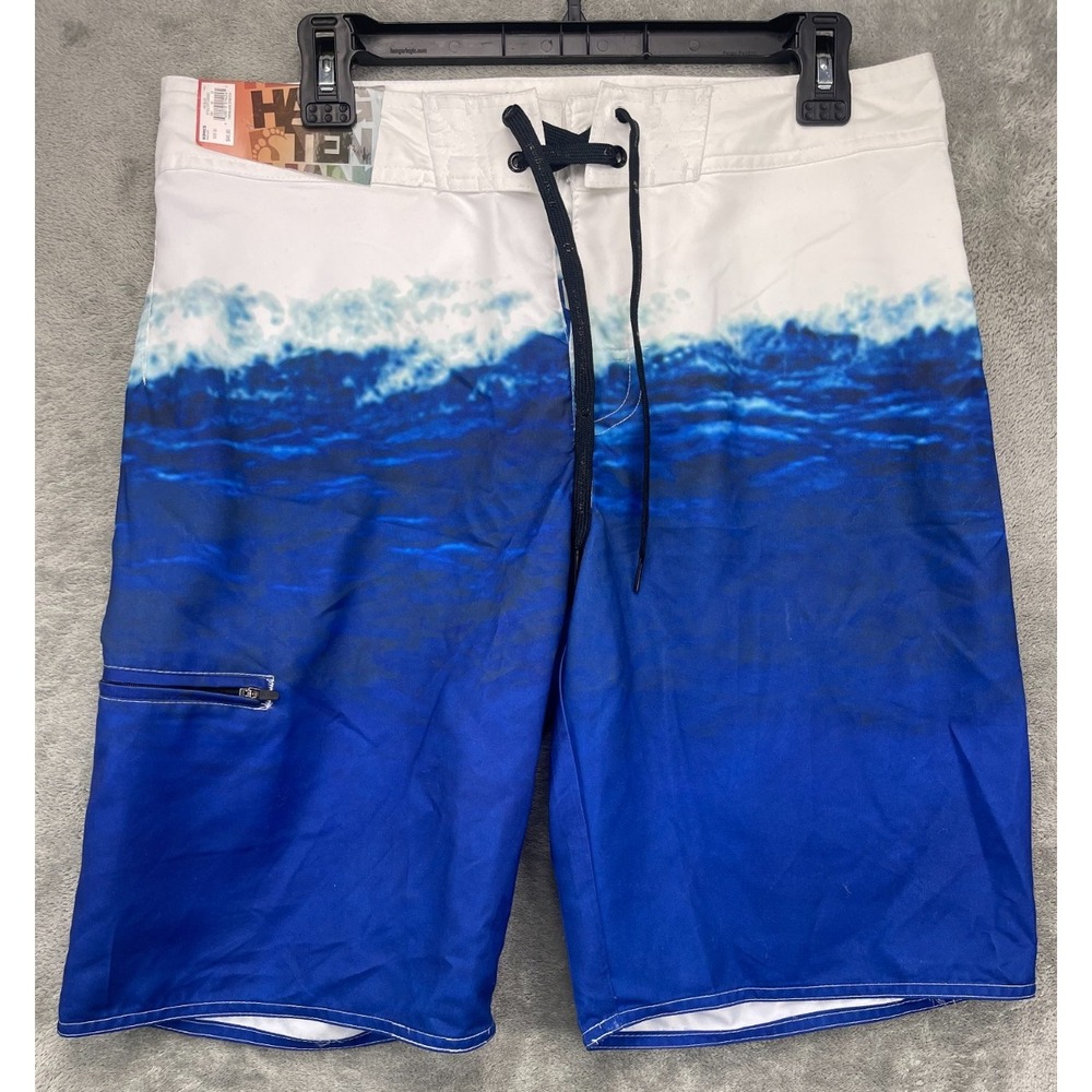 NWT Hang Ten‎ Men's Non-Stretch Board Shorts 32x11 Blue HTY14S3007